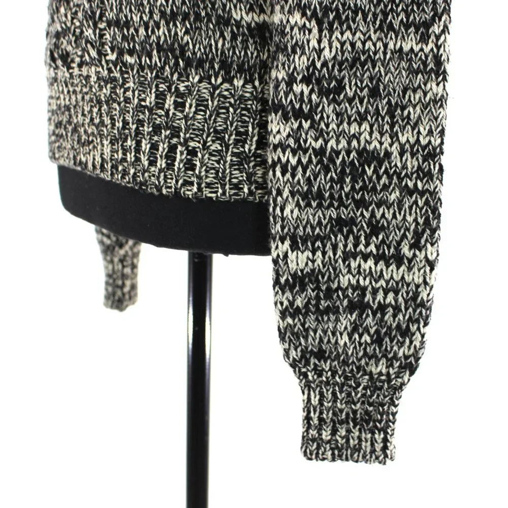 Isabel Marant Etoile Black Tan Cable Knit Crewneck Sweater 34 Cotton Long Sleeve